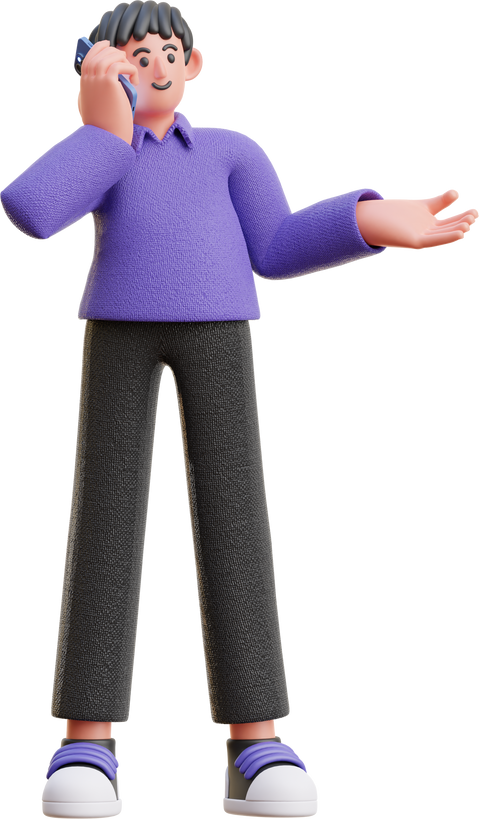 3D Character Male Explain by Phone Call Pose
